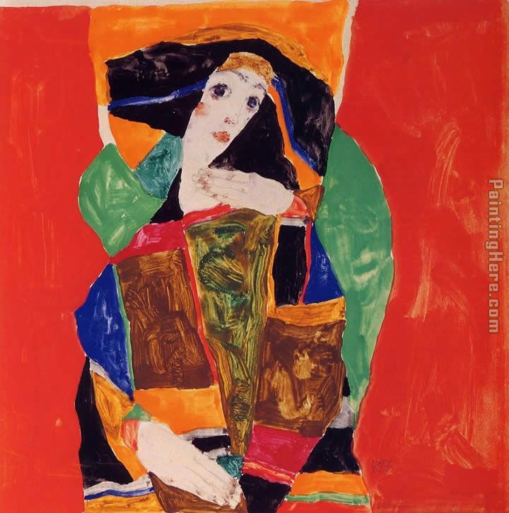 Portrait of a Woman painting - Egon Schiele Portrait of a Woman art painting